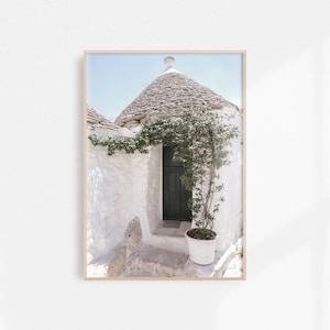 Alberobello Trulli Print | Italy Wall Art | White & Green Printable Art Italy Photography | Puglia Italian Architecture | Mediterranean Art