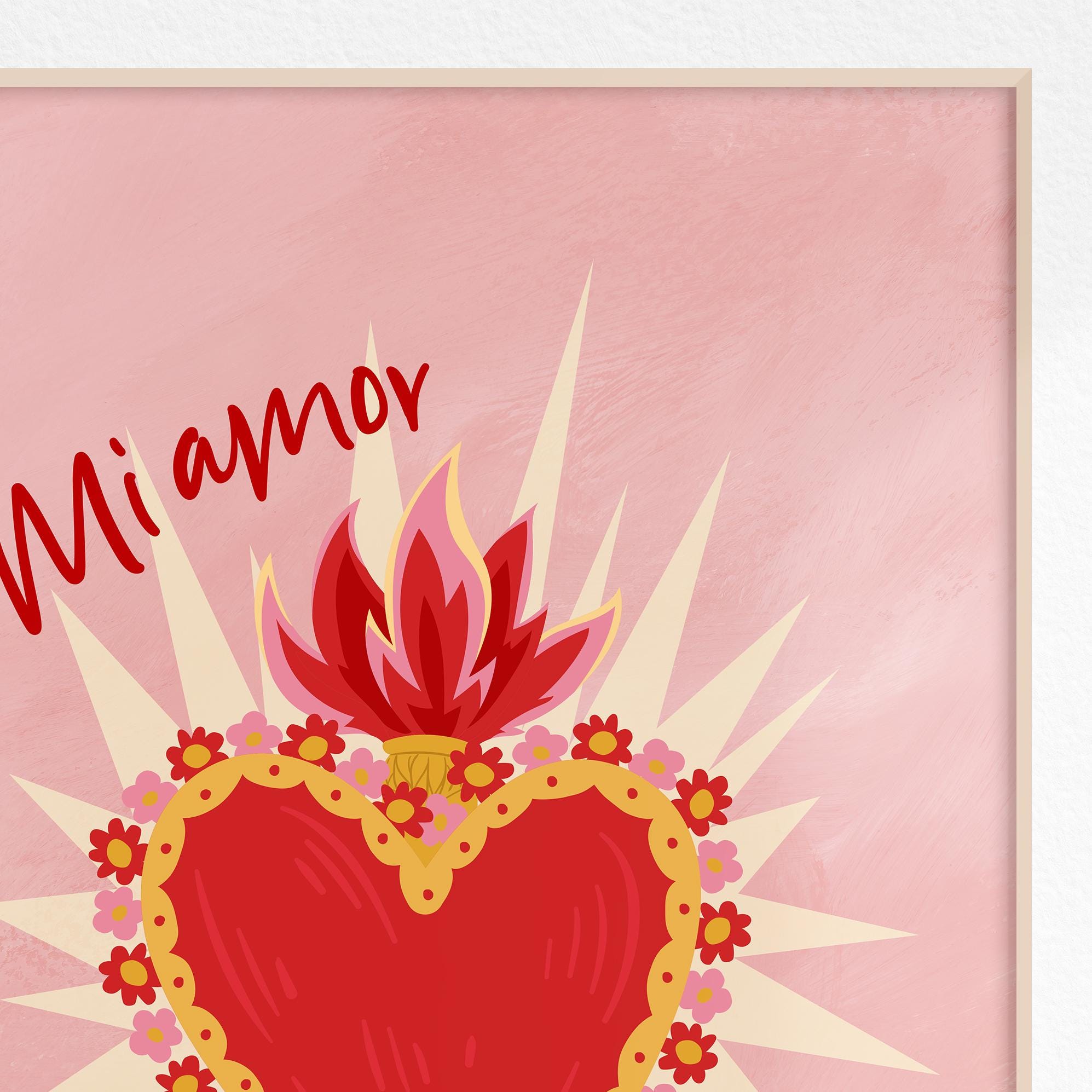 Pink & Red Heart Printable Art Love Poster Set of 2, Sacred Heart ...