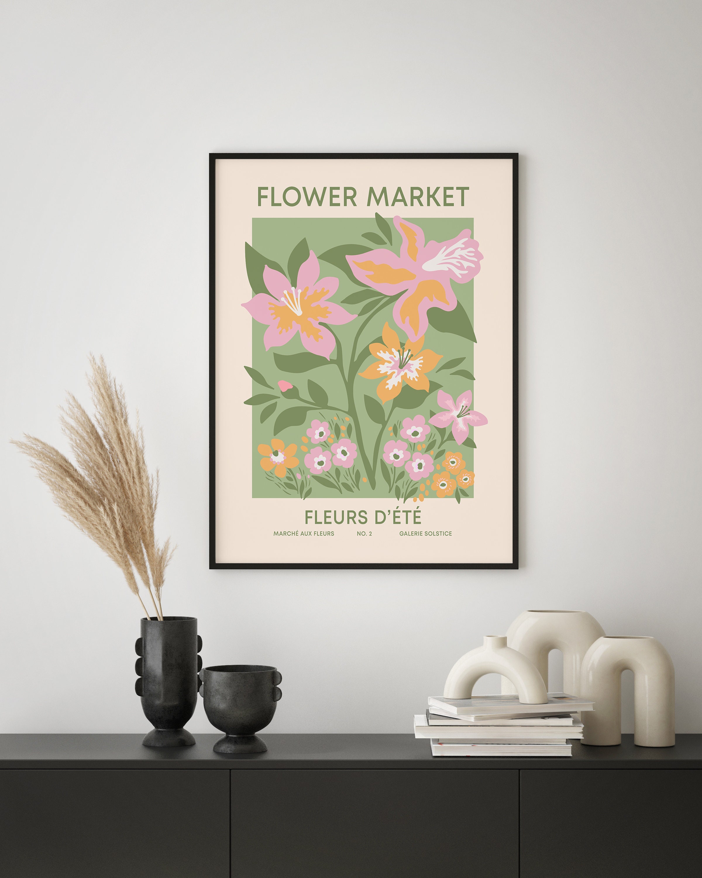 Summer Flower Wall Print Pink Decor Market Art Dorm Etsy Poster Aesthetic Botanical Girl Pastel Poster Green Bedroom Vanilla - Poster Flower