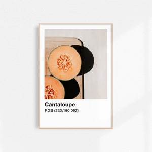 Cantaloupe Printable Art Aesthetic Poster, Fruit Poster Orange Kitchen Wall Art, Food Photography Kitchen Poster Fruit Wall Art Food Print