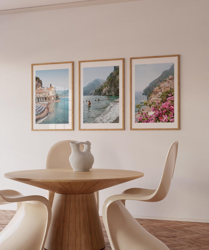 Amalfiküste Drucke, Italien Druckbare Kunst 3er-Set, Blau Italien Wandkunst Atrani Positano Drucke, Italien Fotografie Amalfi Küstendekor Bild 2