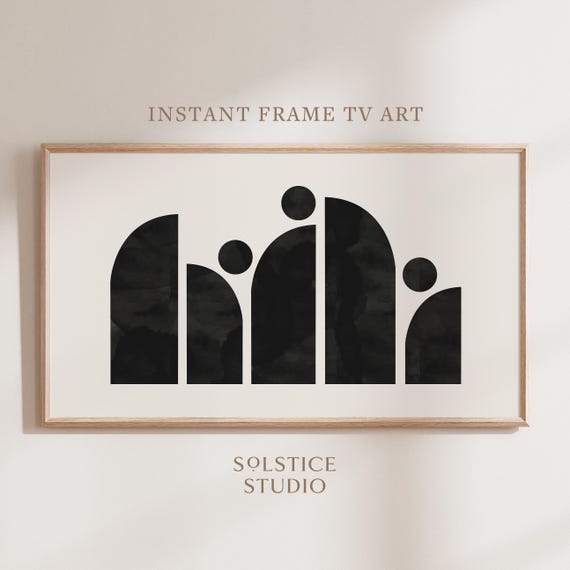 Geometric Samsung Frame TV Art Mid Century Abstract Digital Art, Black and White Art for Frame TV Modern Minimalist Wall Art
