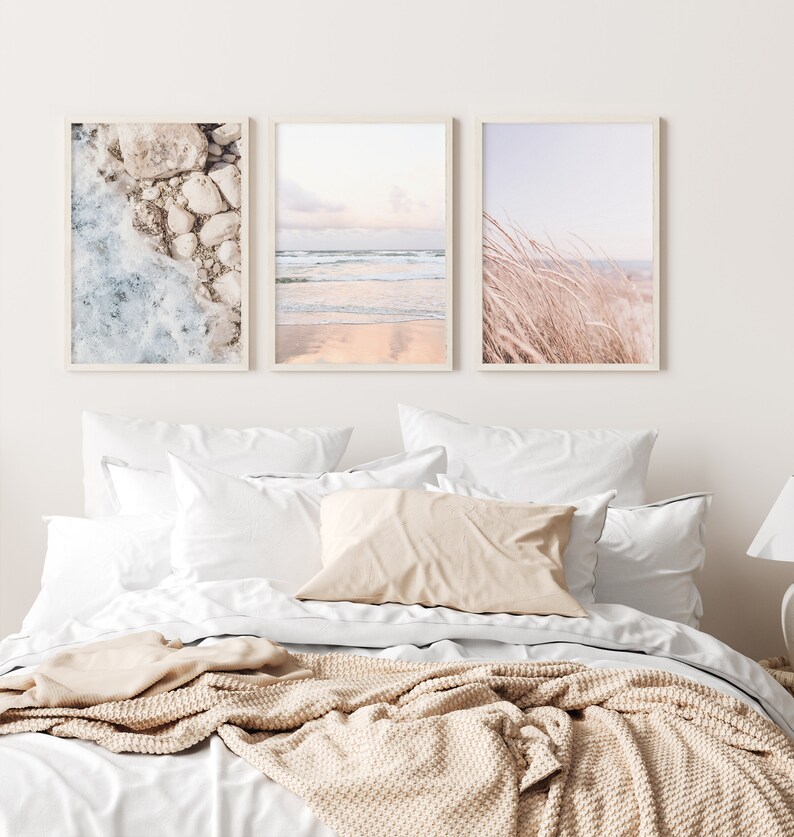 Coastal Wall Art Set of 3 Beach Prints Neutral Beach Wall Etsy
