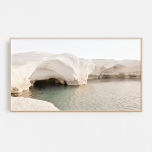 Greece Samsung Frame TV Art Beach Greece Digital Art, Coastal Digital Art Neutral Beach Art for Frame TV Minimalist Art Instant Download