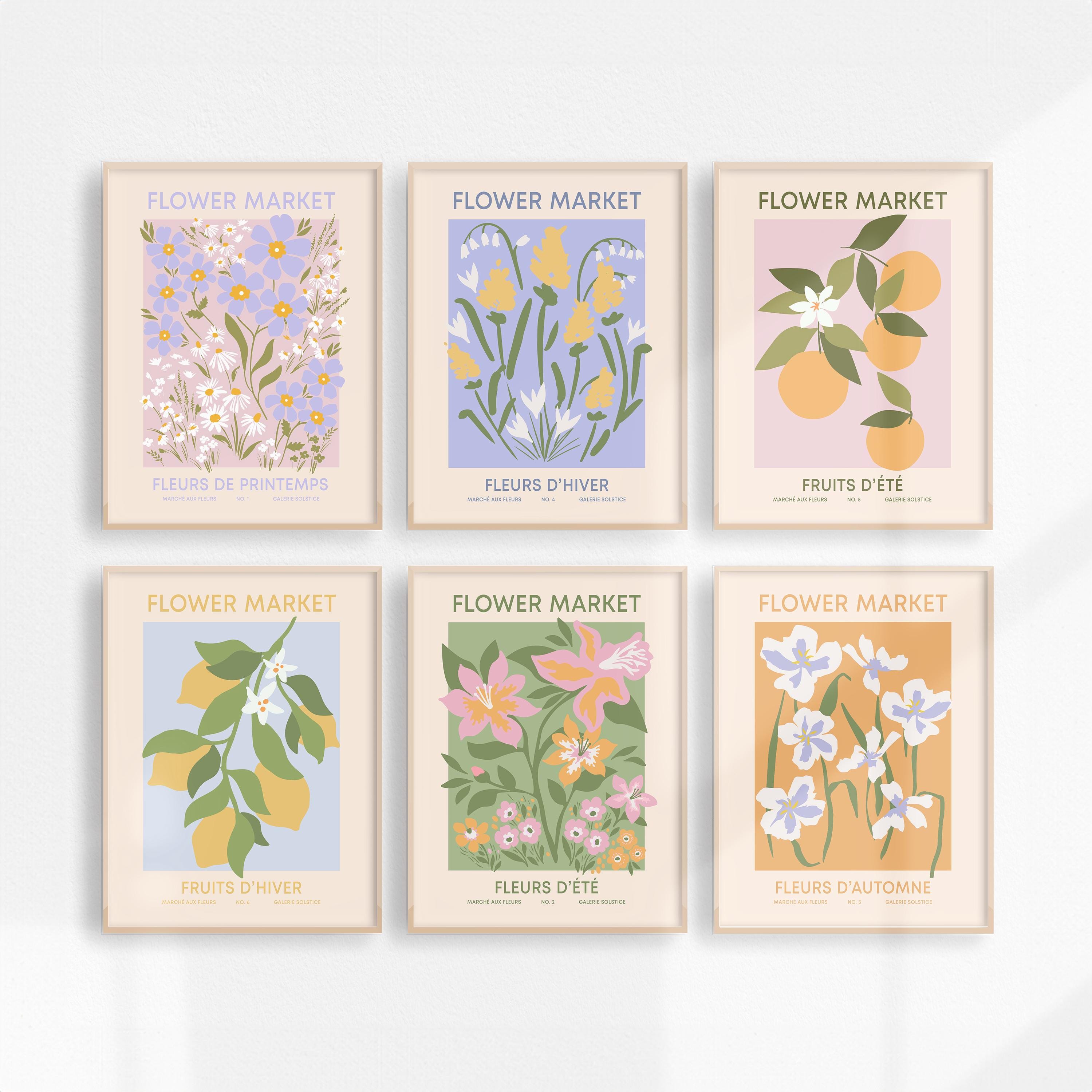 Flower Market Poster Set of 6 Gallery Wall Set, Vanilla Girl 