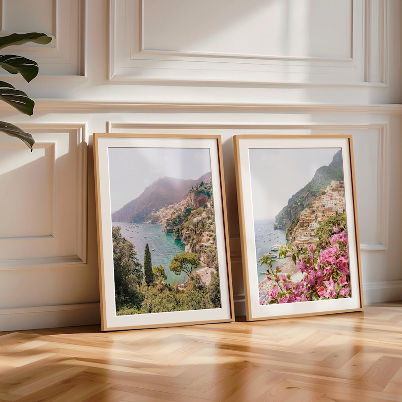 Amalfi Coast Prints Positano Wall Art, Italy Print Set of 2 Positano Photography, Italian Coast Printable Art Italy Posters, Positano Prints image 1
