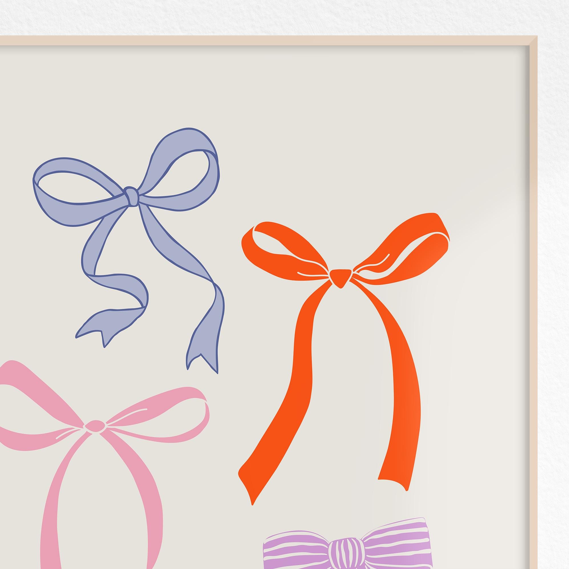 Bows Printable Art Coquette Room Decor, Preppy Bow Wall Art Aesthetic ...