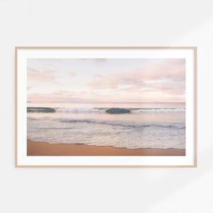 Sunset Beach druckbare Kunst Strand Fotografie, rosa Sunset Beach Print Küstenlandschaft Poster, minimalistische Ocean Print Sunrise Beach Art