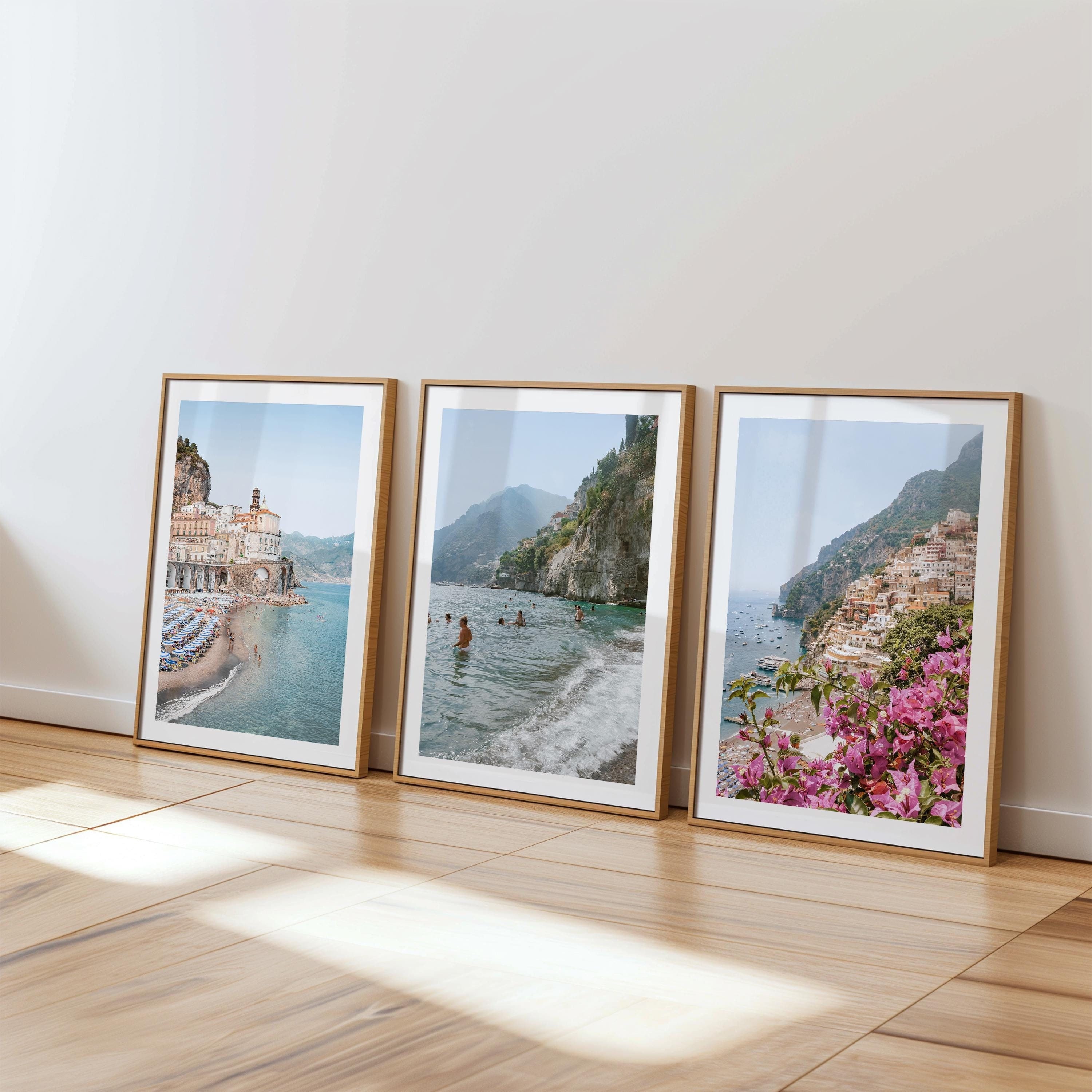 Amalfi Coast Prints Set of 3 Printable Art, Italy Wall Art Italian Coast Prints, Italy Photography Blue Amalfi Posters Blue Coastal Decor