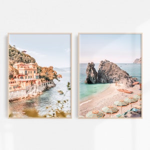 Cinque Terre Print Set of 2 Prints, Portofino Printable Art Coastal Decor, Italy Prints Italian Riviera, Coastal Prints Solstice Studio