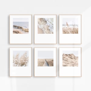 Neutral Coastal Prints Square Beach Prints Set of 6, 8x10 Coastal Decor Hamptons Prints, Soft Coastal Wall Art Beach Photos, 8x8 10x10 12x12