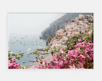Large Positano Printable Art Italy Wall Art Amalfi Coast Print, Italy Poster Positano Photography, Pastel Italian Print Digital Download