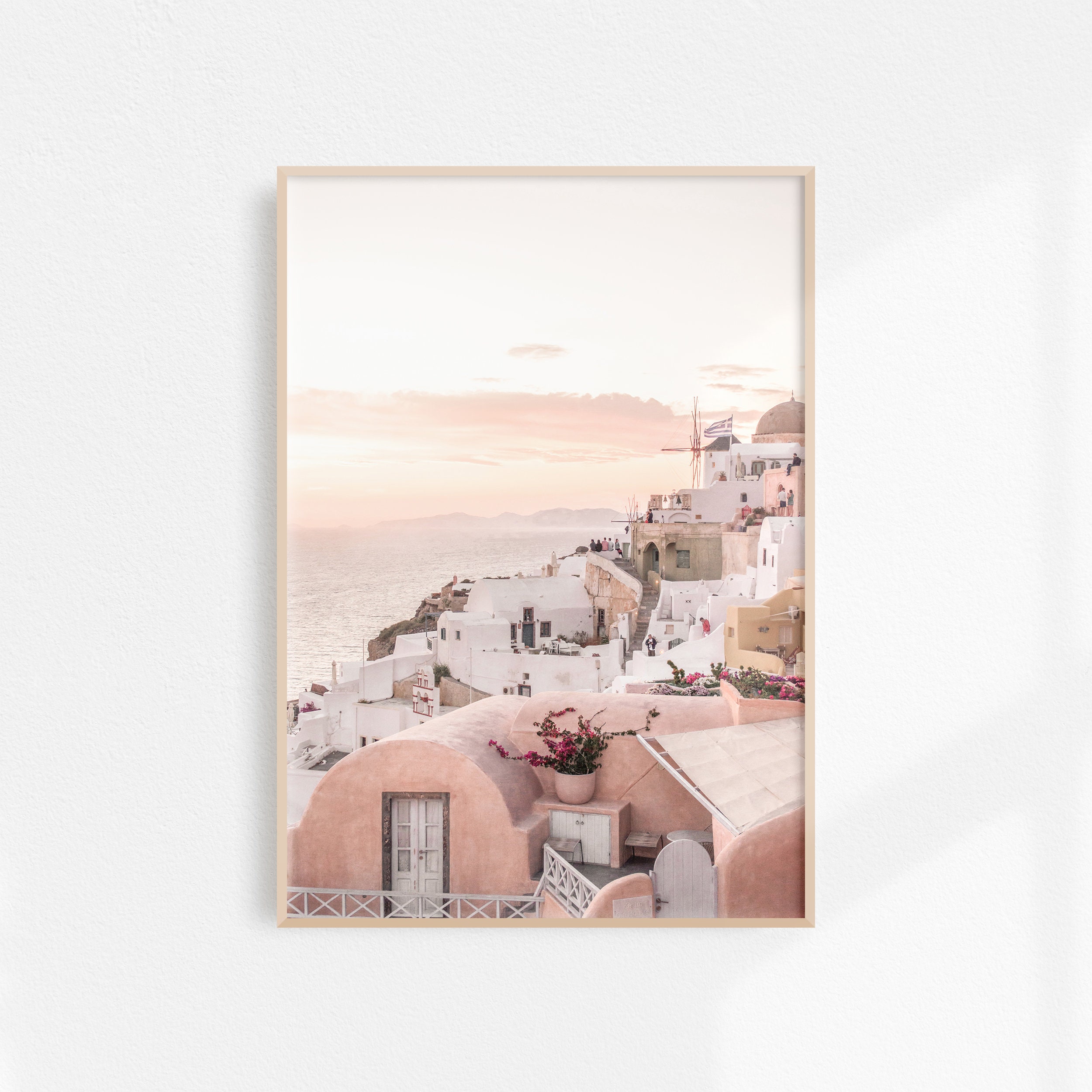 Pink Prints Santorini Print Printable Art Santorini Wall - Etsy