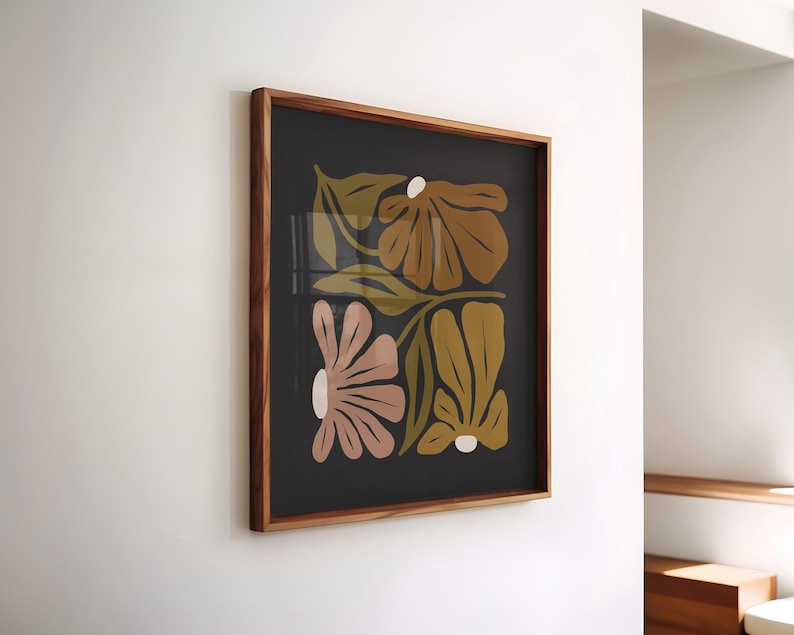 Moody Flower Printable Art Square Gallery Wall Set of 9 Prints, Black ...