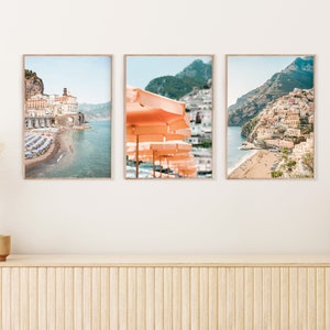 Positano Beach Prints Set of 3 Prints Amalfi Beach Print - Etsy