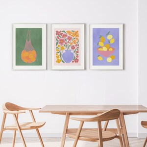 kitchen prints, set of 3 prints colourful kitchen... Set of 3 Kitchen Prints Illustrated Fruit Prints, Colorful Lemons ...