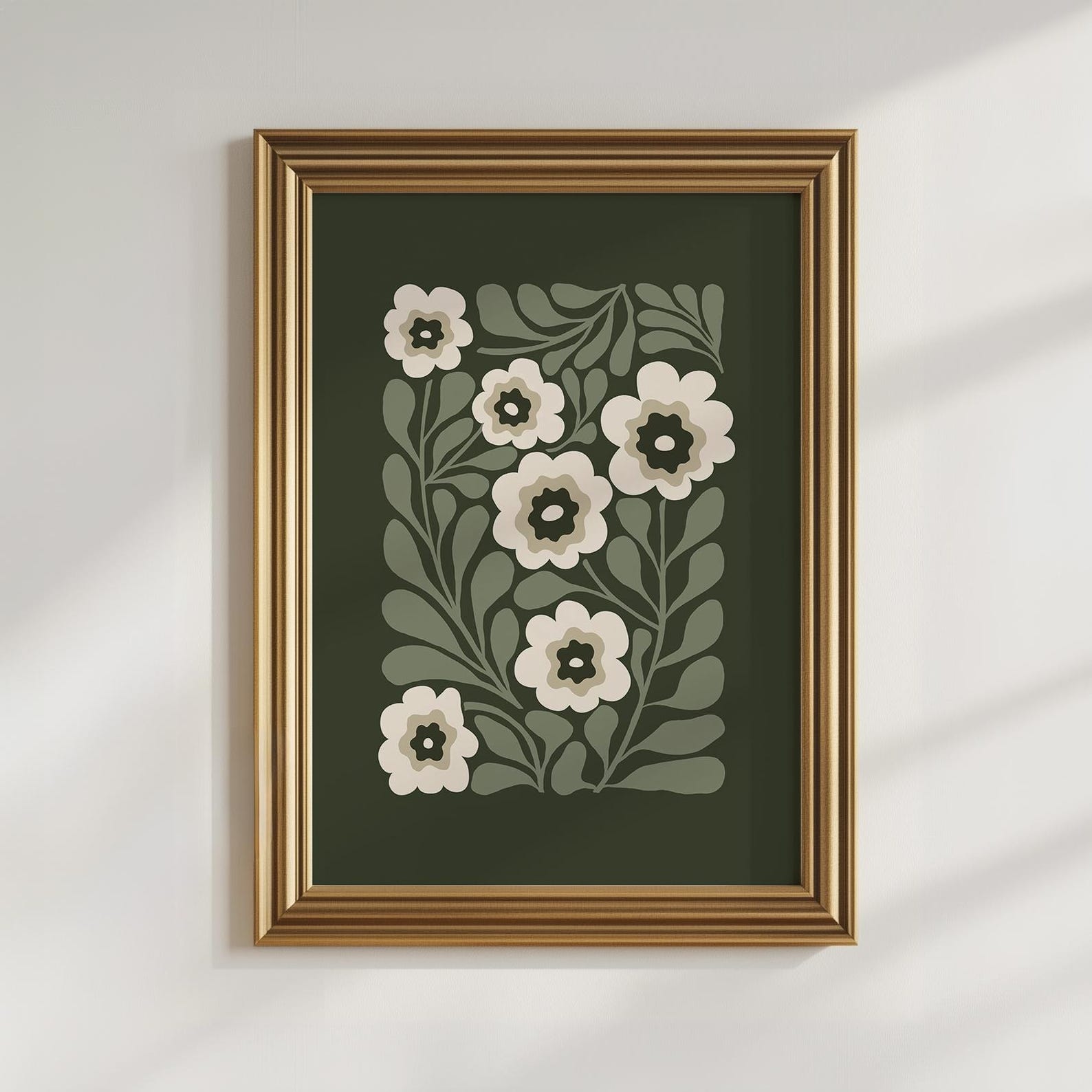 Moody Wall Art Green Floral Printable Art, Matisse Style Flower Poster ...