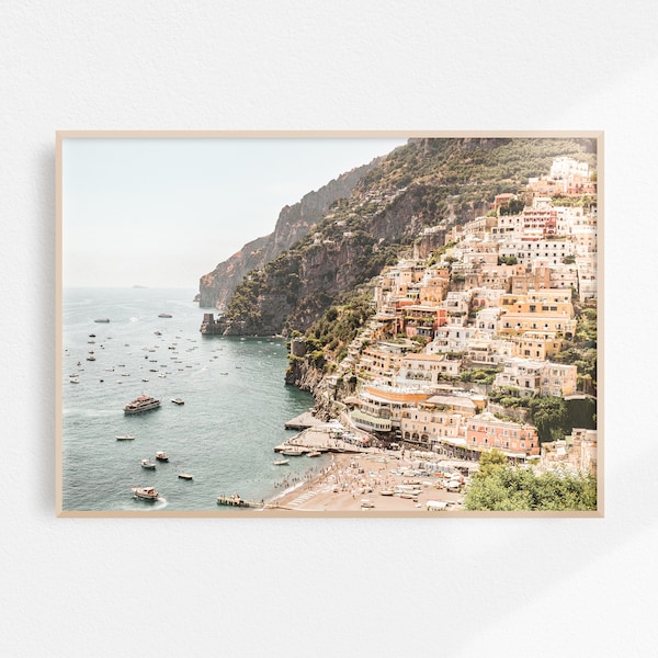 Large Positano Printable Art Italy Wall Art Amalfi Coast Print, Italy Poster Positano Photography, Pastel Italian Print Digital Download