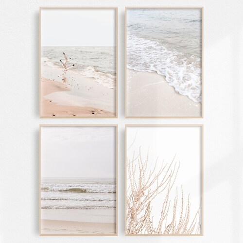 Set of 4 Prints Coastal Wall Art Beach Prints Digital Etsy