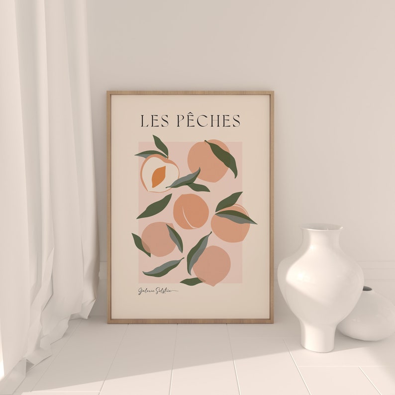 Peach Print Aesthetic Room Decor Bedroom Wall Art Peach Decor Aesthetic Poster Fruit Market Poster Peaches Printable Art image 2