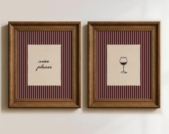Wine Print Set of 2: Burgundy Kitchen Art, Red Wine Please Print Gift for Wine Lover (Digital Download)