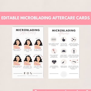 Tarjeta de cuidado posterior de Microblading, Tarjeta de cuidado posterior de PMU editable, Tarjeta de cuidado posterior de Microblading, Tarjeta de cuidado posterior de cejas, Cuidado posterior de Microblading
