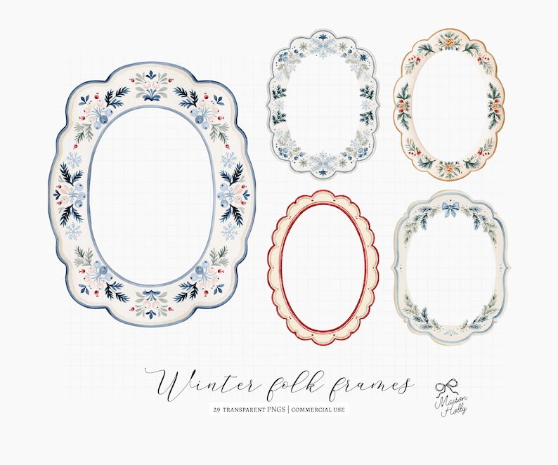Bring a  Nordic touch to your creative projects with this collection of 20+ watercolor Scandinavian Christmas folk frames. Inspired by traditional Swedish folk art, this bundle includes decorative winter frames, matching corners in a classic palette of Swedish red, evergreen, cream, and powder blue. Perfect for Christmas invitations, greeting cards, gift tags, holiday stationery, printable wall art, scrapbooking, stickers, and seasonal crafts. Ideal for both personal and commercial projects.