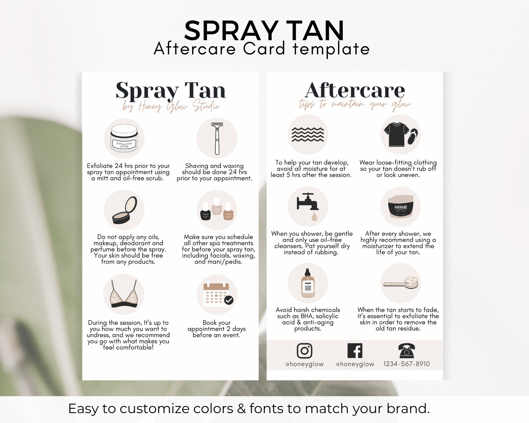 Spray Tan Aftercare Template Tanning Care Card Spray Tan Etsy