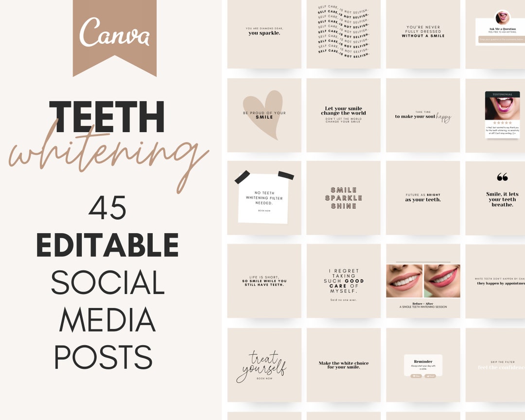 Editable Teeth Whitening Post, Teeth Whitening Instagram Posts, Teeth