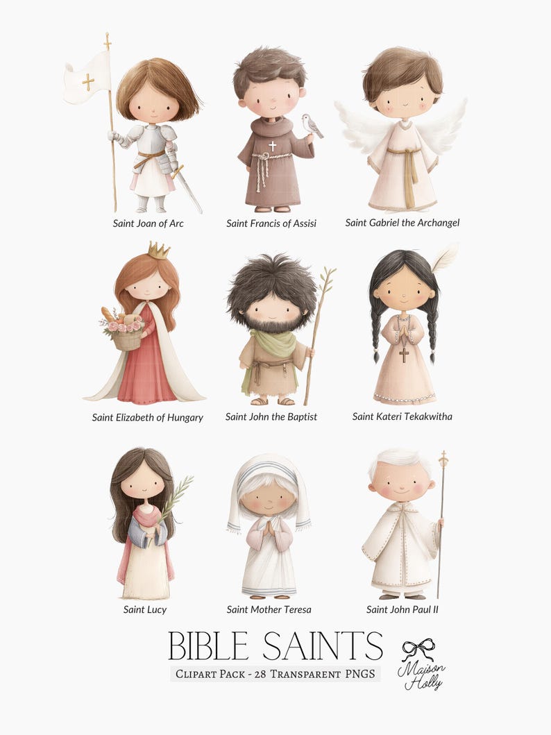27 Catholic Saints Clipart – Watercolor Illustrations, Christian ...