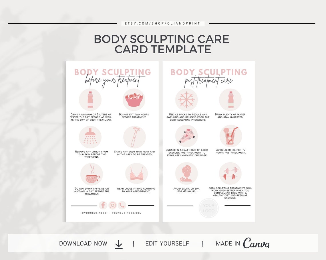 Body Sculpting Aftercare Template Body Sculpting Care Card Etsy.de