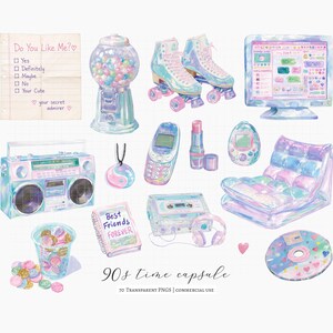 Bring back the magic of the late 90s with this nostalgic clipart bundle inspired by childhood memories, school days, mall culture, summer fun, and early internet life. Filled with retro toys, fashion accessories, stationery, keepsakes, and iconic 90s-inspired graphics, this collection is perfect for stickers, scrapbooking, planners, invitations, party decor, sublimation, and creative DIY projects.
