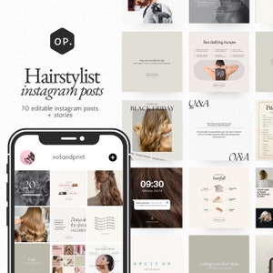 Hairstylist Instagram Templates, Hair stylist Instagram Post Template, Canva Hairdresser, Hair Beauty Salon Templates, Hair care Business