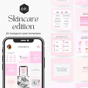 Skincare Posts, Esthetician Instagram Posts, 50 Skincare Social Posts, Esthetician Instagram, Canva Skincare Post, Beauty Template, Skincare