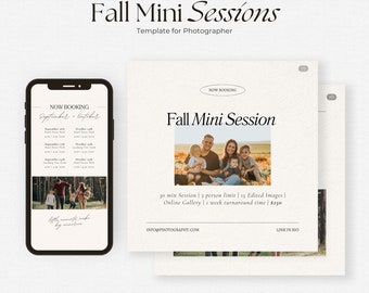 Fall Mini Session Template, Autumn Mini Session Template, Marketing template, Photography Template, Autumn Minis, Canva Minis Template, F011