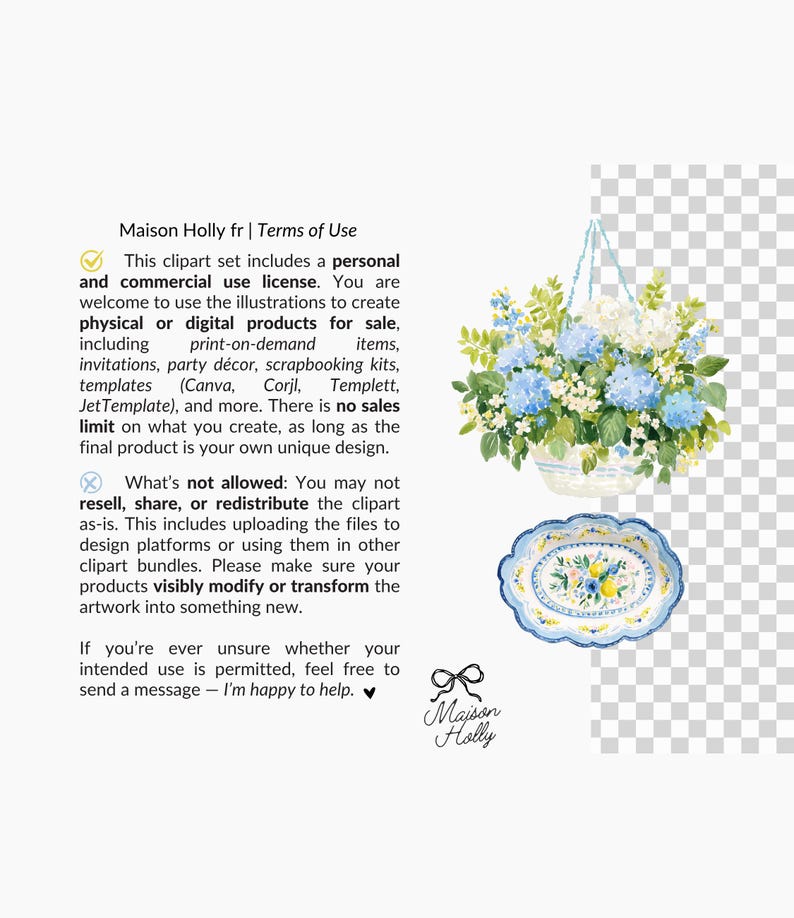 Maison Citron, a clipart collection inspired by Mediterranean garden parties, blue hydrangeas, sun-ripened lemons, elegant tea gatherings, and summer celebrations. This collection features citrus elements, floral accents, porcelain tableware, desserts, and bridal details. 

Perfect for bridal shower invitations, wedding stationery, tea party decor, summer event signage, greeting cards, scrapbook projects, branding, social media graphics, party decorations, and creative DIY projects.