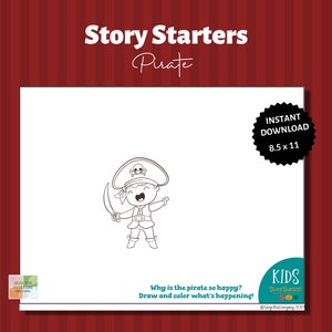 Coloring Page. Story Starters. Coloring + Imagination! Pirate. Printable. Instant Download.