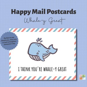 Grande carte postale baleine. Versions couleur et noir et blanc incluses. Courrier heureux. Carte postale à téléchargement immédiat. Baleine. Carte numérique. Carte postale imprimable.