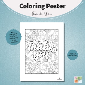 Thank You Poster. Giant Coloring Poster. Poster Printable. Instant Download. Thank You from a Group.