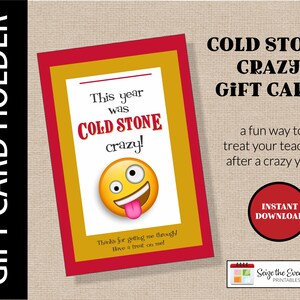 Teacher Appreciation Gift Card Holder. Cold Stone Crazy. 2021. - Etsy