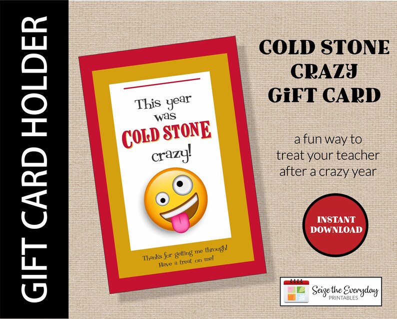 Teacher Appreciation Gift Card Holder. Cold Stone Crazy. 2021. - Etsy