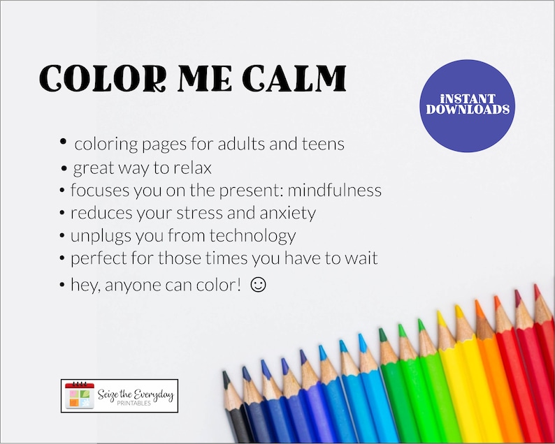 Coloring Page. Color Me Calm Series. Adult and Teen Coloring Pages ...
