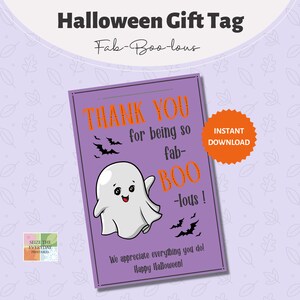 Halloween Gift Card Tag. Thank You Card. Teacher Appreciation. You are Fab BOO lous! Purple. Digital Printable. Instant Download.