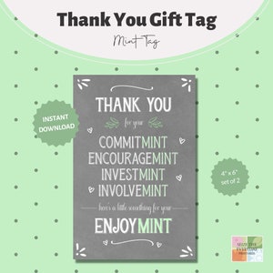 Mint Gift Tag, Encouragemint, Printable, Teacher Appreciation, Teacher Gift Tag, Teacher Thank You, Mint Tags, Candy Gift Tag, Gum Gift Tag