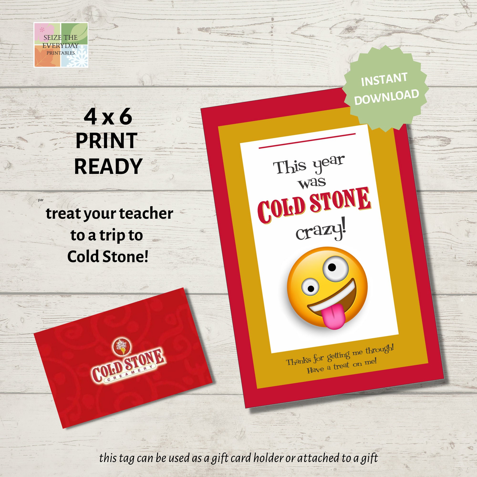 Teacher Appreciation Gift Card Holder. Cold Stone Crazy. Ice Cream ...