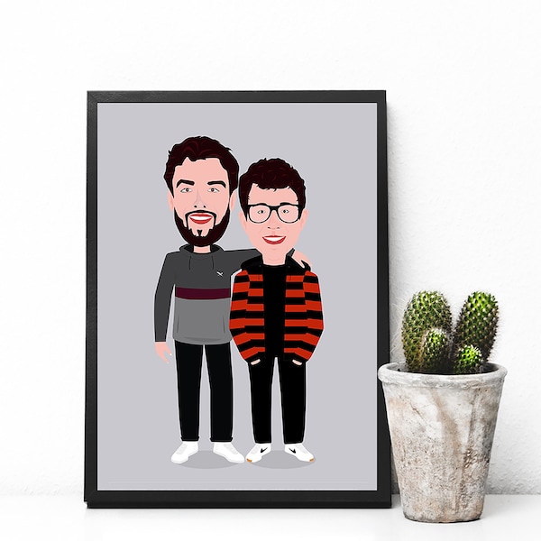 Best Brother Portrait Gift Idea, Personalized Illustration, personalized Gifts, Portrait in Digital, Comic Portrait