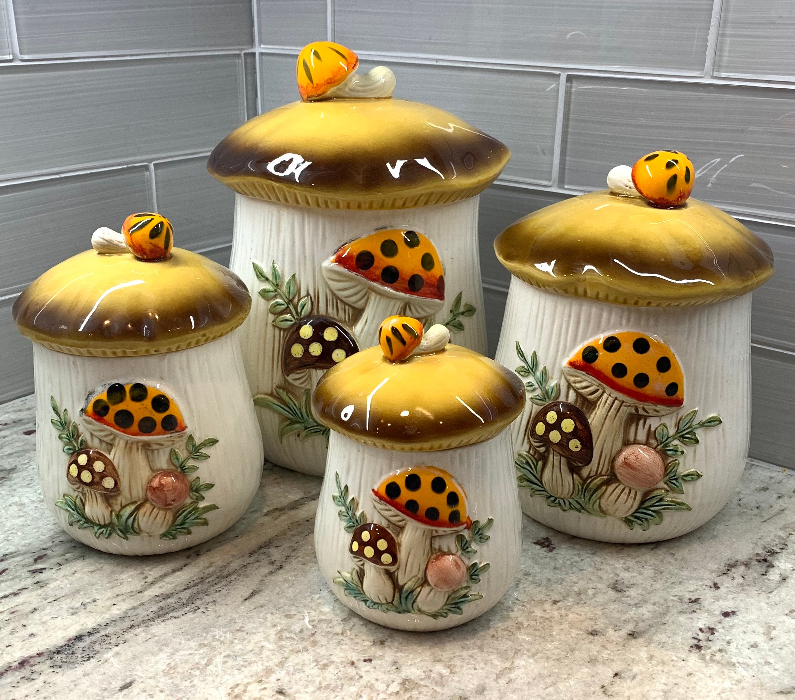 Vintage mushroom ceramic canister set agrohort.ipb.ac.id