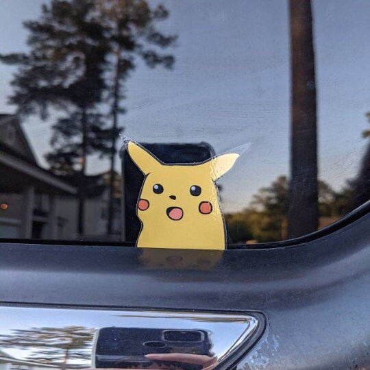 x2 Surprised Pikachu :o Sticker Peeker  - Meme Cute Funny pokemon car…