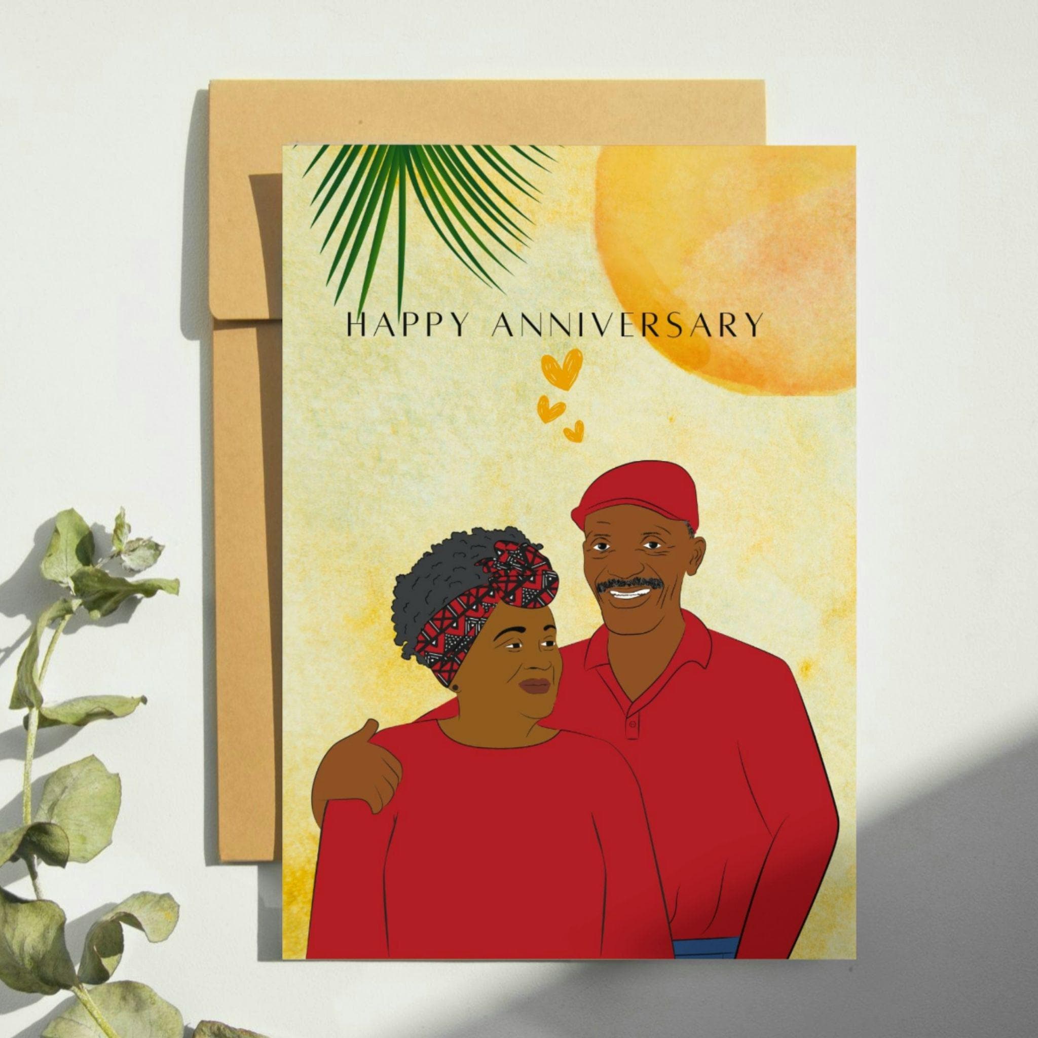 Black Older Couple Happy Anniversary Card,golden Anniversary