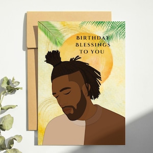 Black Man Birthday Card/ Short Dreadlocks. Happy Birthday, Black Son Card, Black Greetings Cards, Black Fathers/Husbands, Black Brother